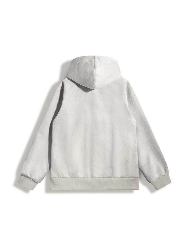 Men's Suede Hooded Drawstring Jacket Product Image