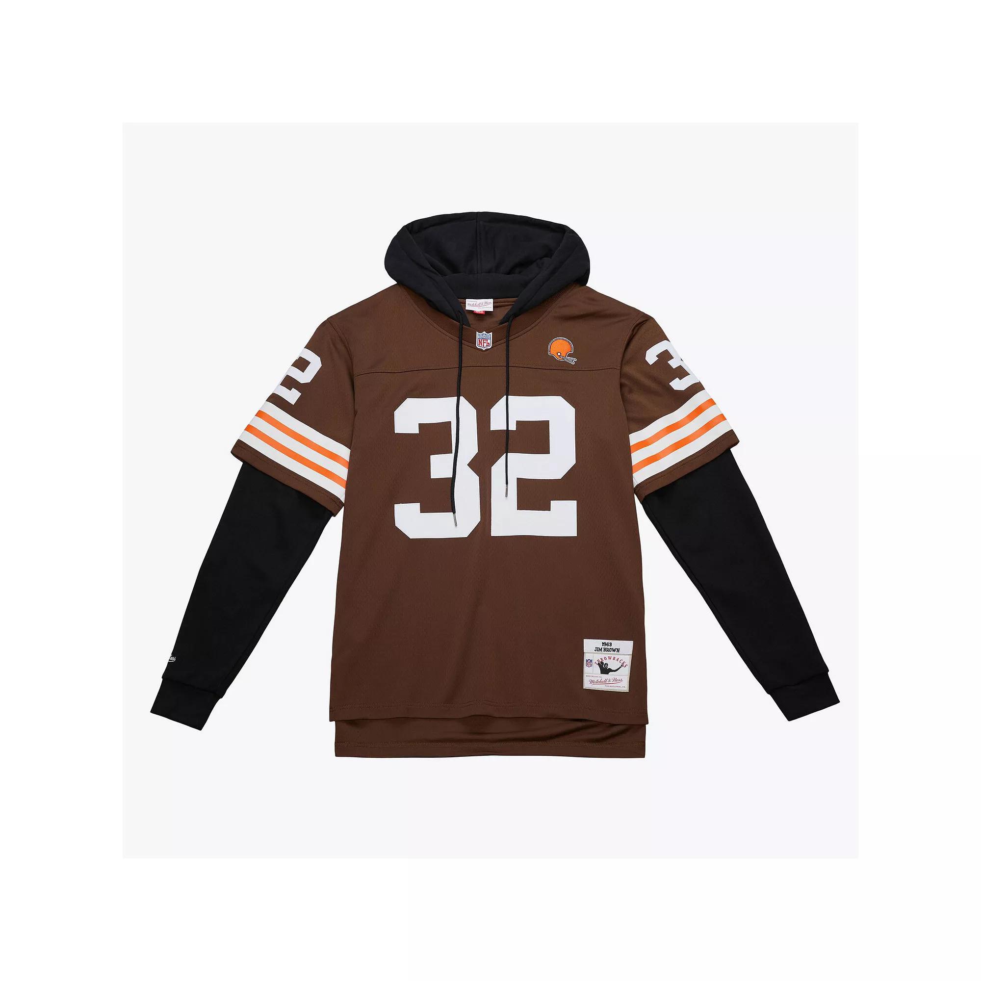 Men's Mitchell & Ness Jim Brown Brown Cleveland Browns Player Name & Number Hoodie Legacy Jersey,  Product Image