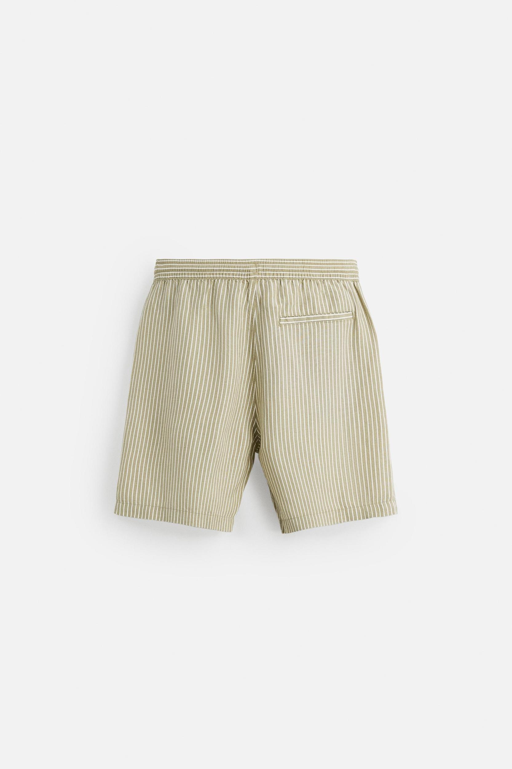 STRIPED LINEN VISCOSE SHORTS Product Image