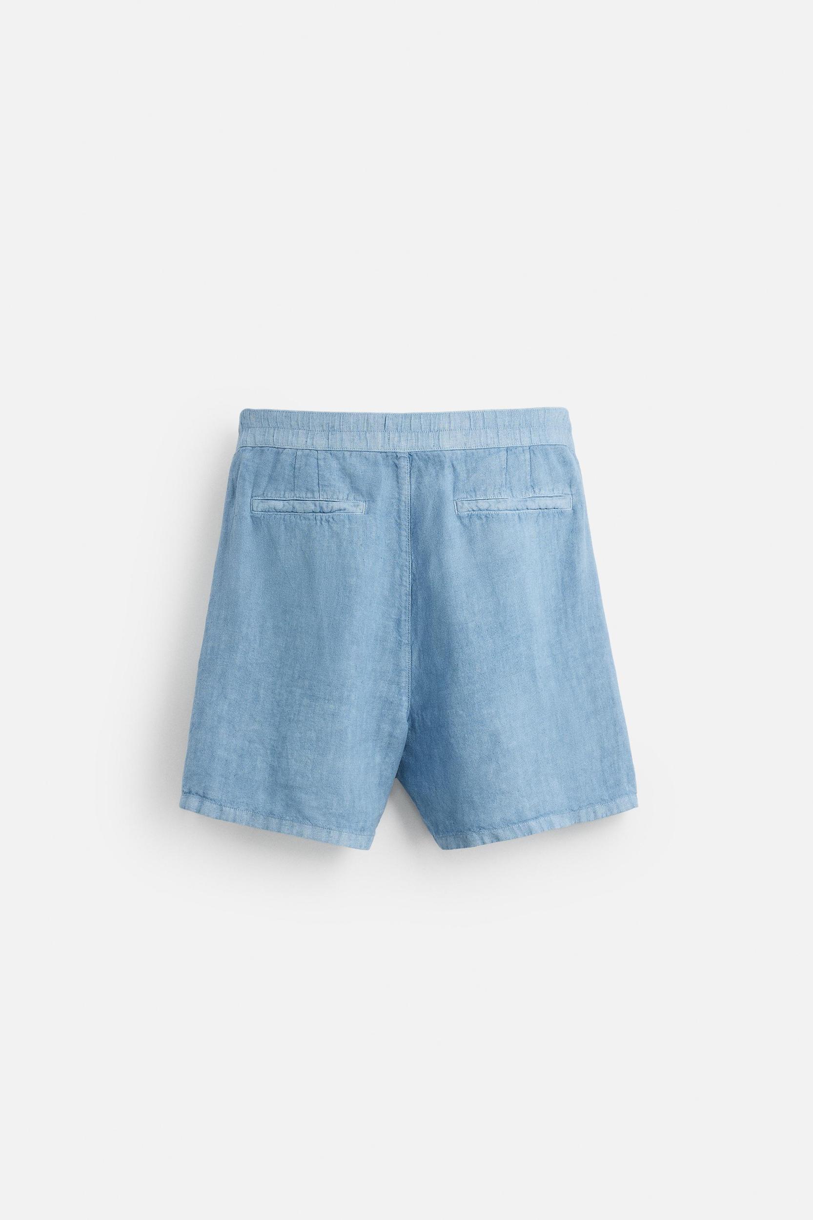 100% LINEN WASHED BERMUDA SHORTS Product Image