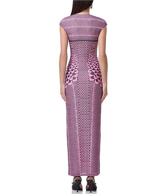 AFRM Cody Petal Print Mesh Crew Neck Cap Sleeve Dress Product Image