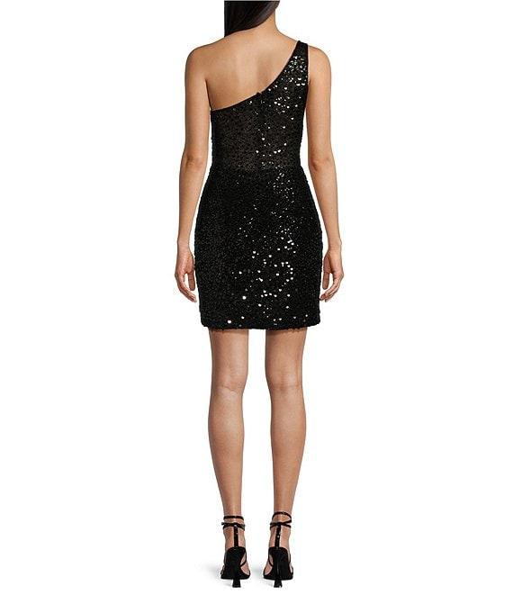 GB Social One Shoulder Glitz Sequin Mini Dress Product Image