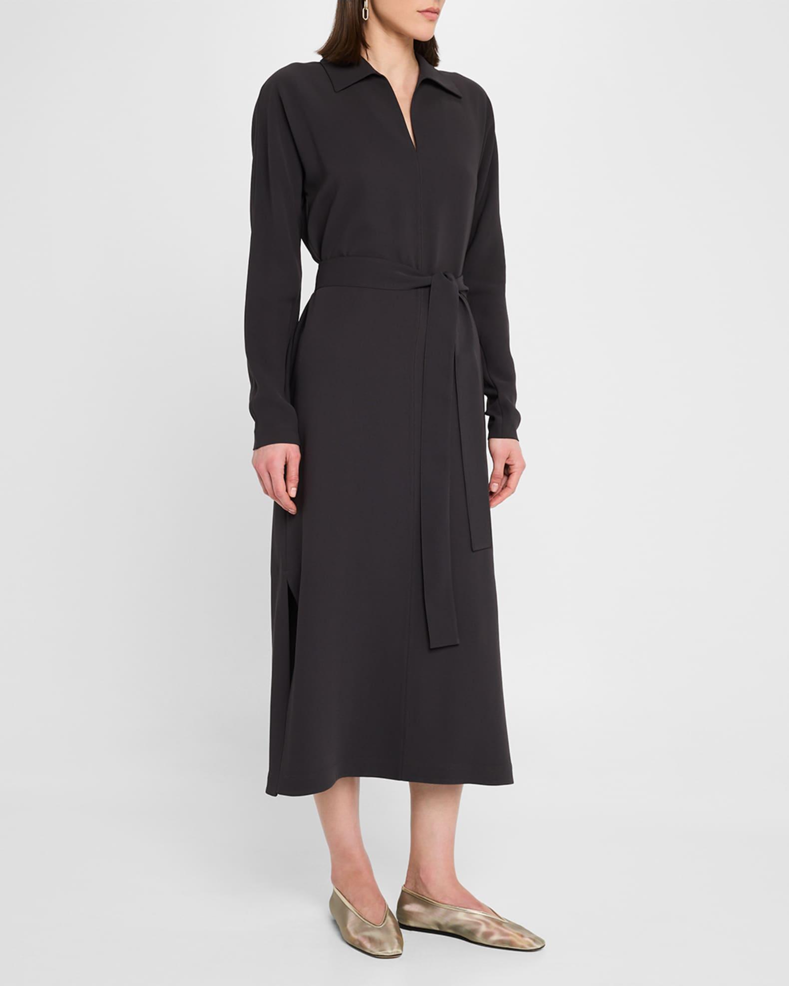 Belted Side Slit Midi Dress Product Image