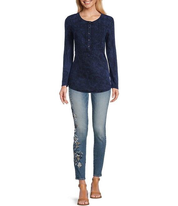 Driftwood X Bluebell Fleur Jackie Floral Embroidered High Rise Skinny Jeans Product Image