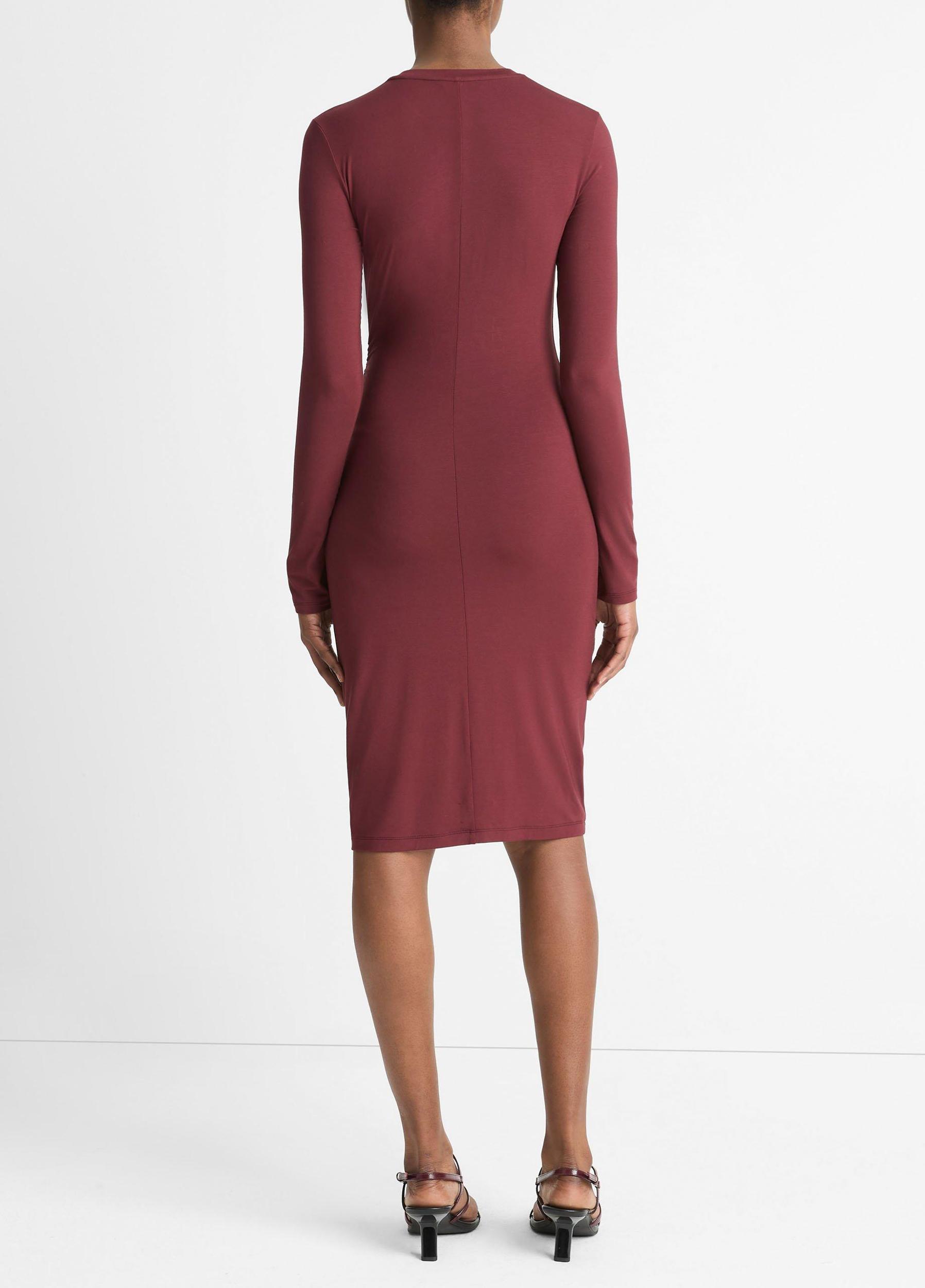 Draped Long-Sleeve Short Dress Product Image