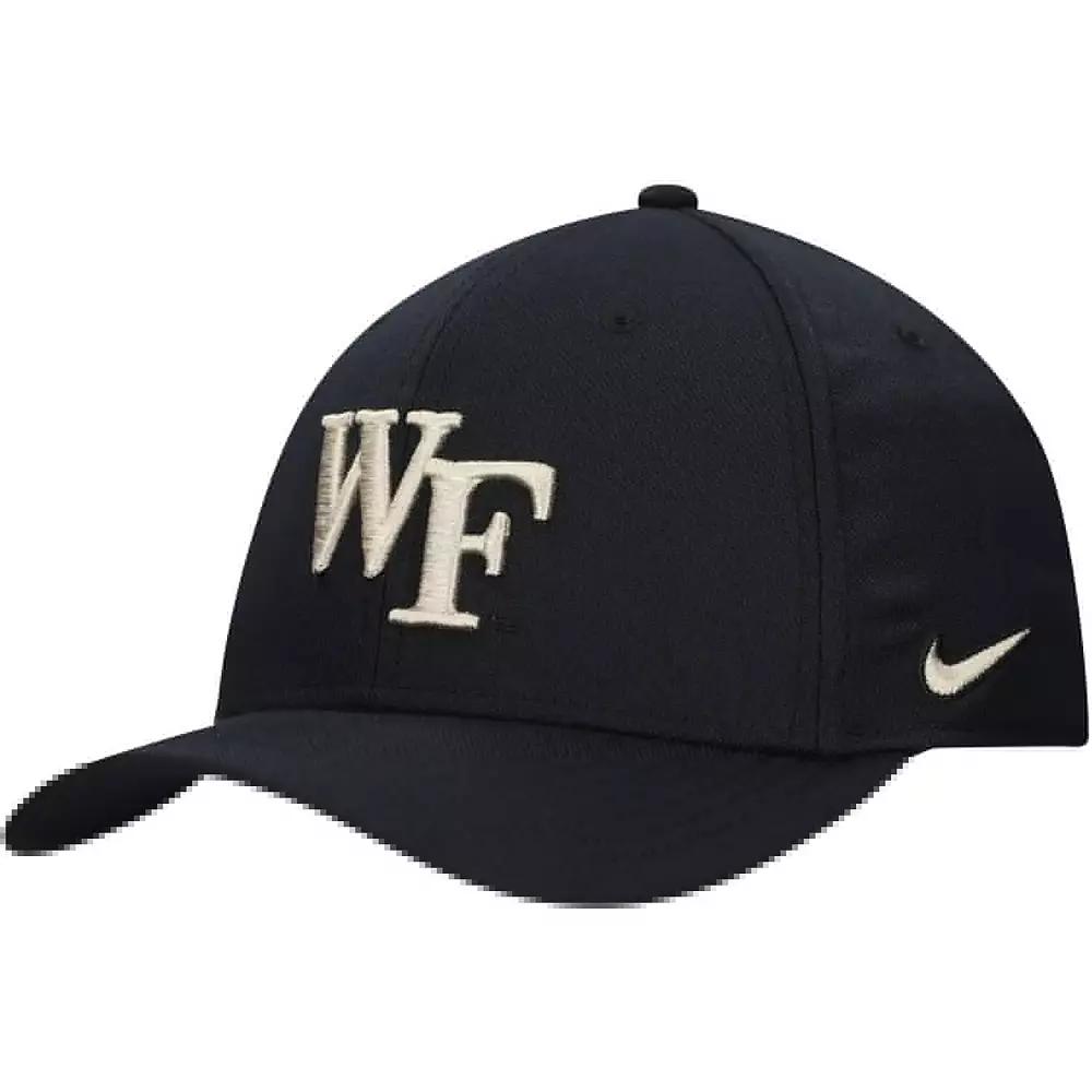 Men's Nike Black Wake Forest Demon Deacons 2024 Sideline Rise Swoosh Flex Hat, Size: Medium/Large, Wfu Black Product Image