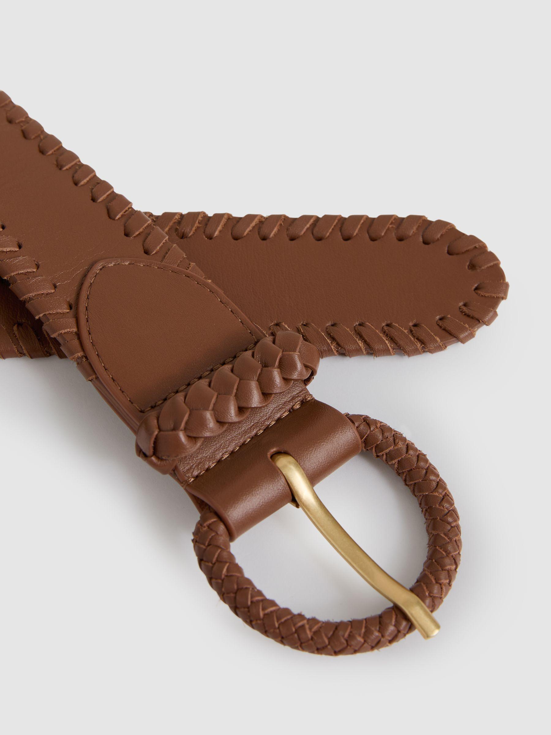 Leather Whipstitch Belt in Tan Product Image