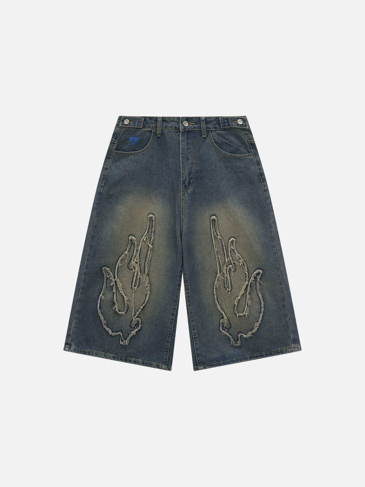 Aelfric Eden Flame Applique Embroidery Longline Jorts Product Image