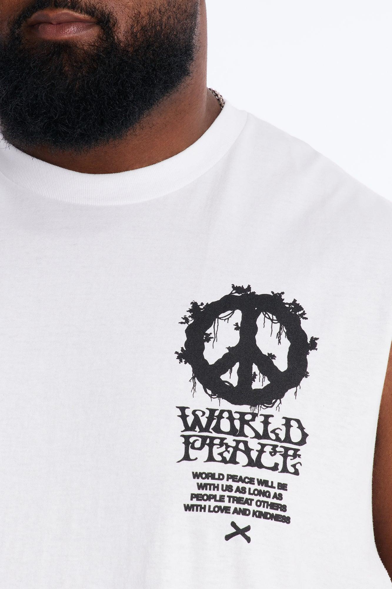 World Peace Muscle Tee - White Male Product Image