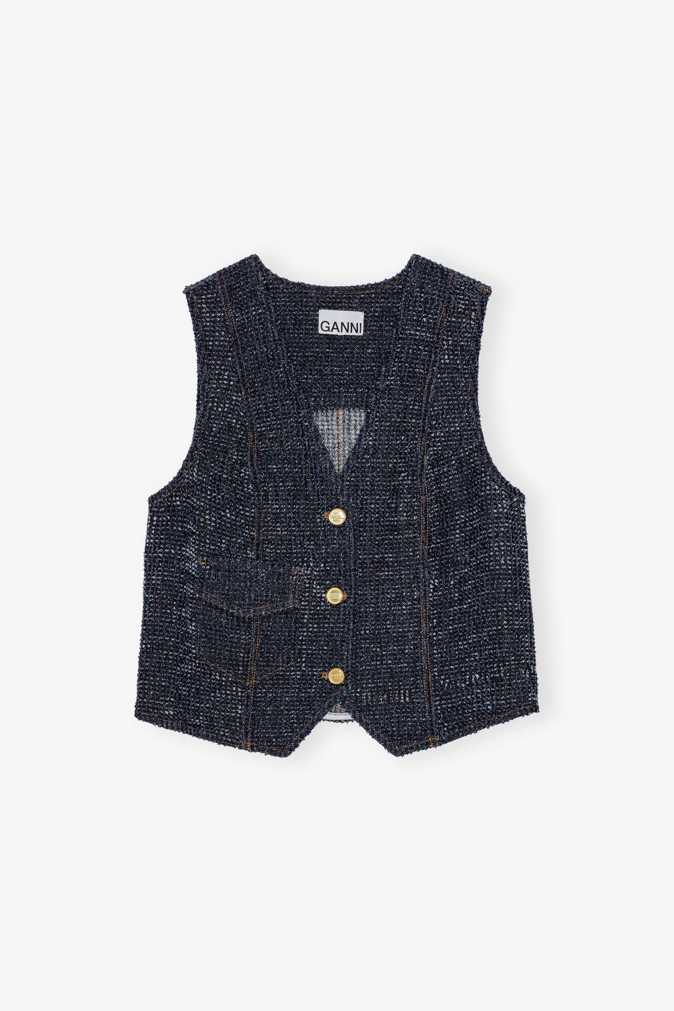 Dark Blue Textured Vest Product Image