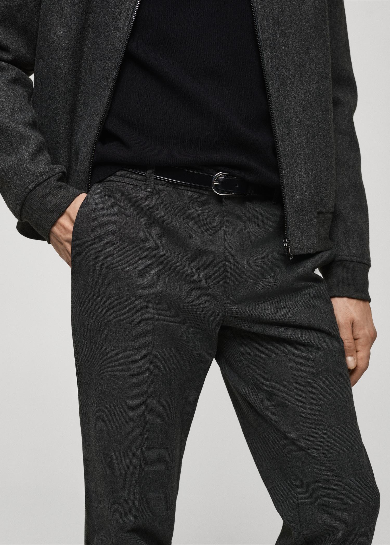 Prince of Wales check flannel pants - Men | MANGO USA Product Image