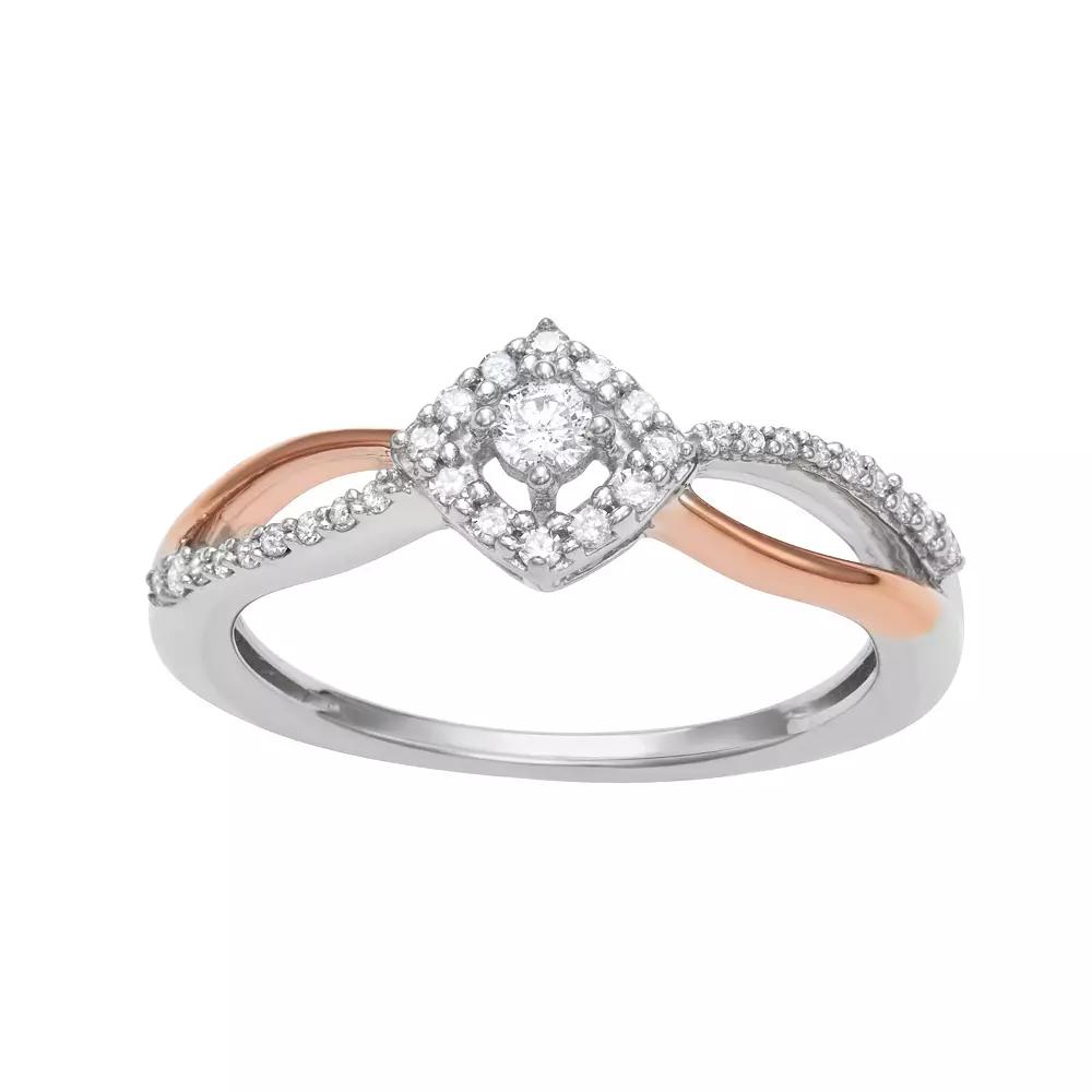 HDI Two Tone Sterling Silver 1/3 Carat T.W. Diamond Ring, Women's, Size: 9 Product Image