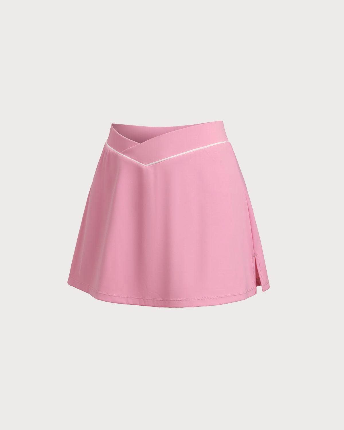 Pink High Stretch A-Line Yoga Skirt Product Image