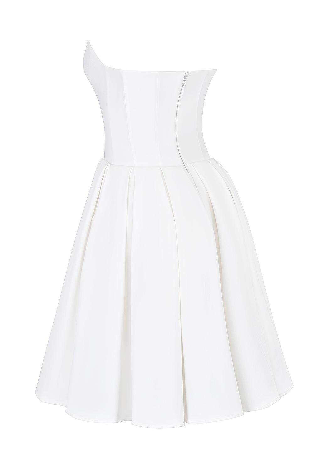 Emmanuela  white strapless pleated mini dress Product Image