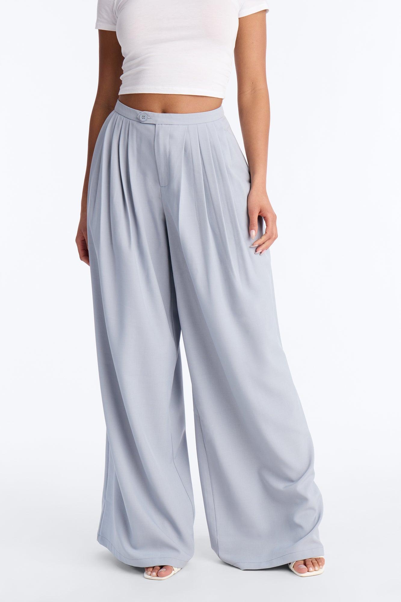 Power Moves Daily Pleated Low Rise Trouser 33″ - Blue Female Product Image