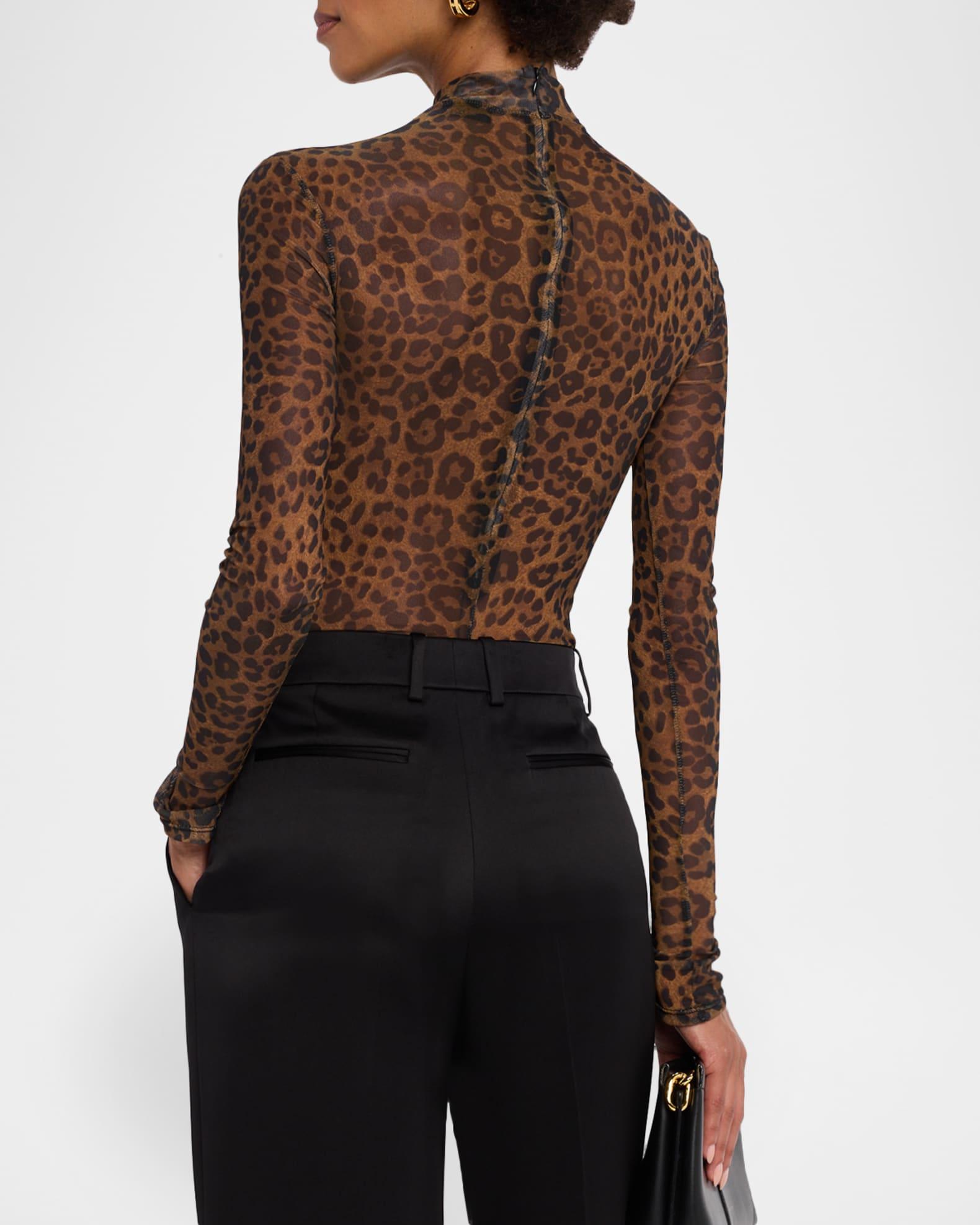 Leopard-Print Mesh Bodysuit Product Image