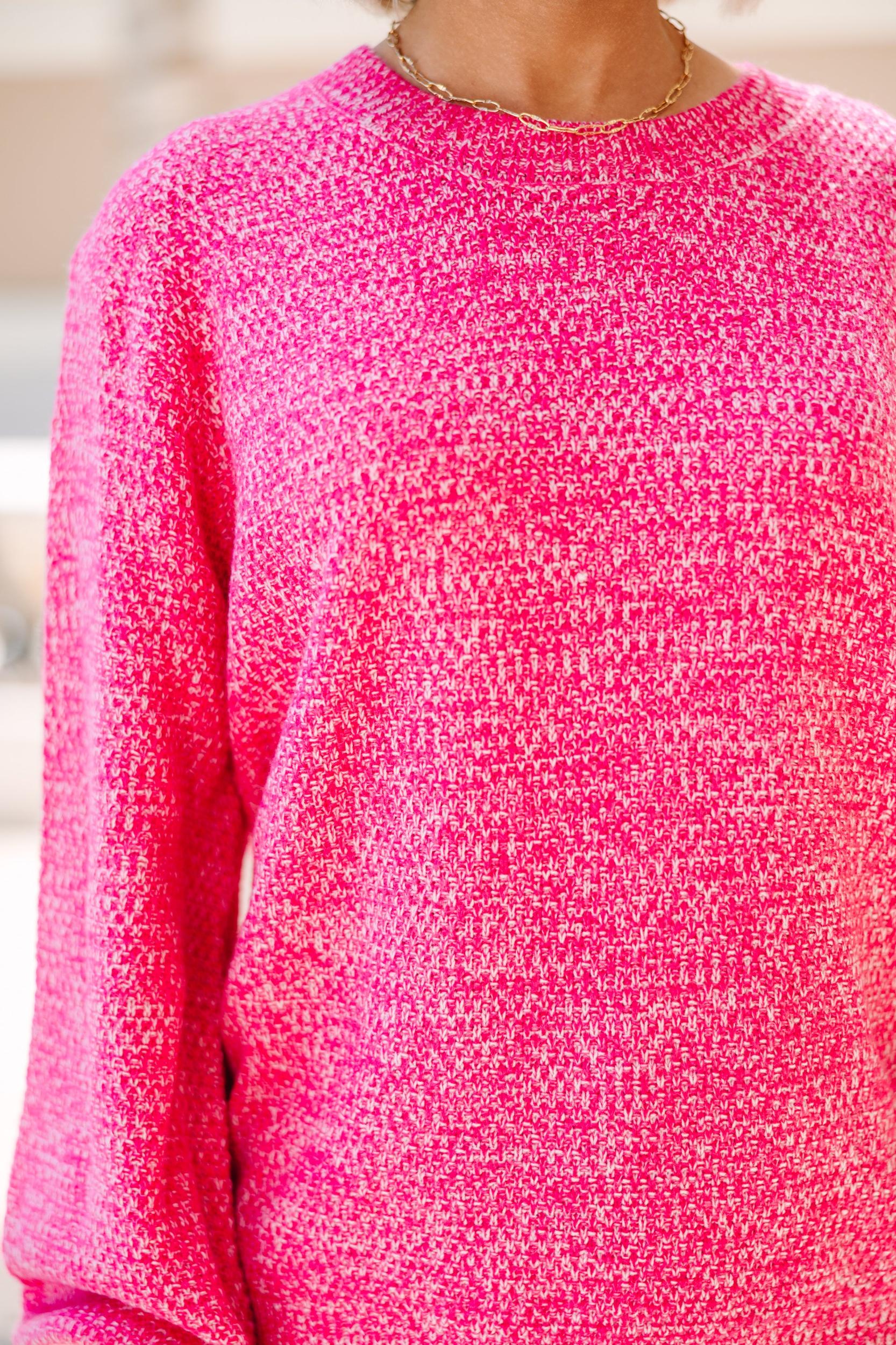 The Slouchy Fuchsia Pink Bubble Sleeve Sweater Female Product Image