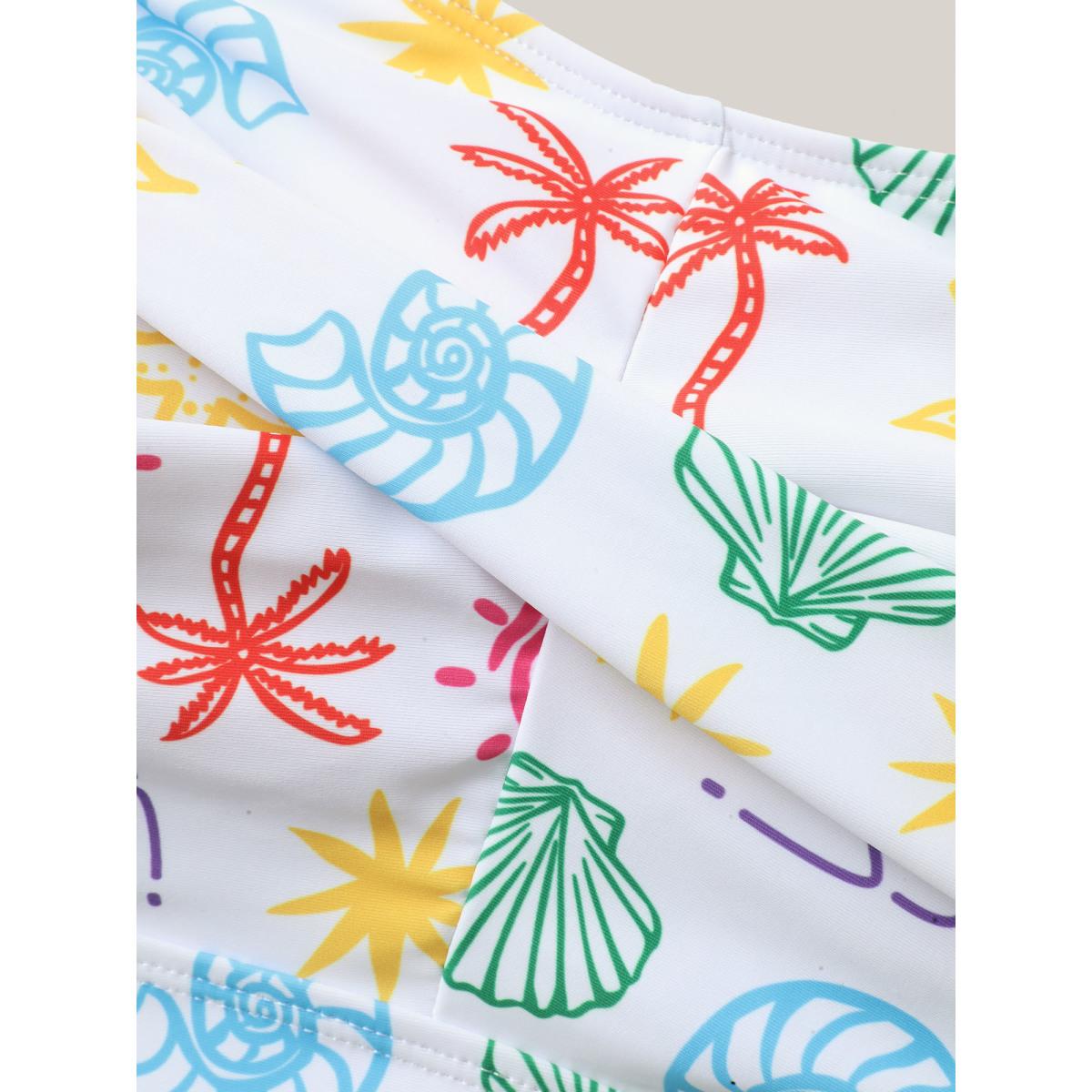 Plus Size Marine Elements Twist Front Swim Dress Women's Swimwear Ivory Resort Bodycon Heart neckline High stretch Curve Swim Dresses BloomChic 28/5X Product Image