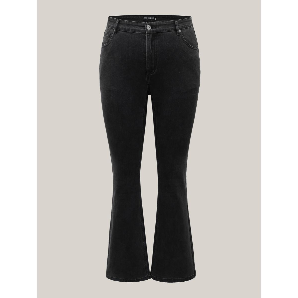 Plus Size Stretchy Classic Bootcut Mid-Rise Jeans Women Denimblack Medium stretch Slanted pocket Jeans BloomChic 18/2X Product Image