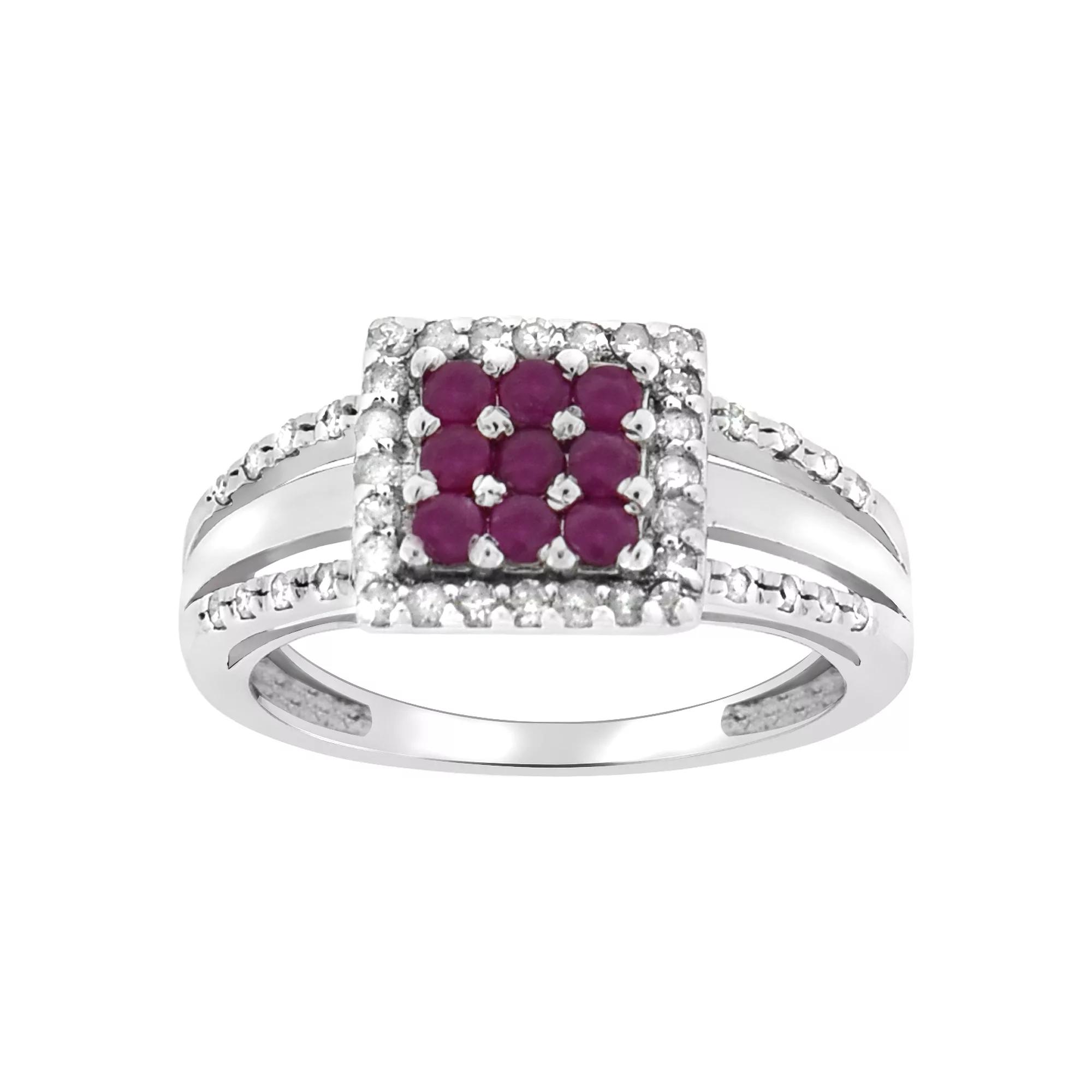 10k White Gold Ruby & Diamond Ring, Women's, Size: 7, 10k Gold Product Image