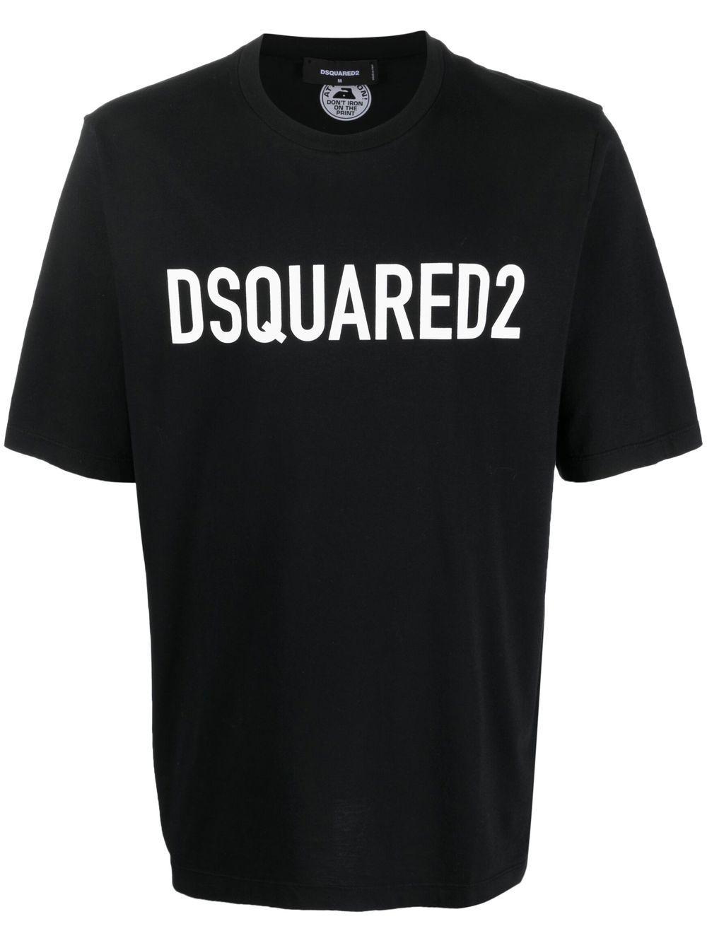 DSQUARED2 Mens Black Brand-print Crewneck Regular-fit Cotton-jersey T-shirt Product Image