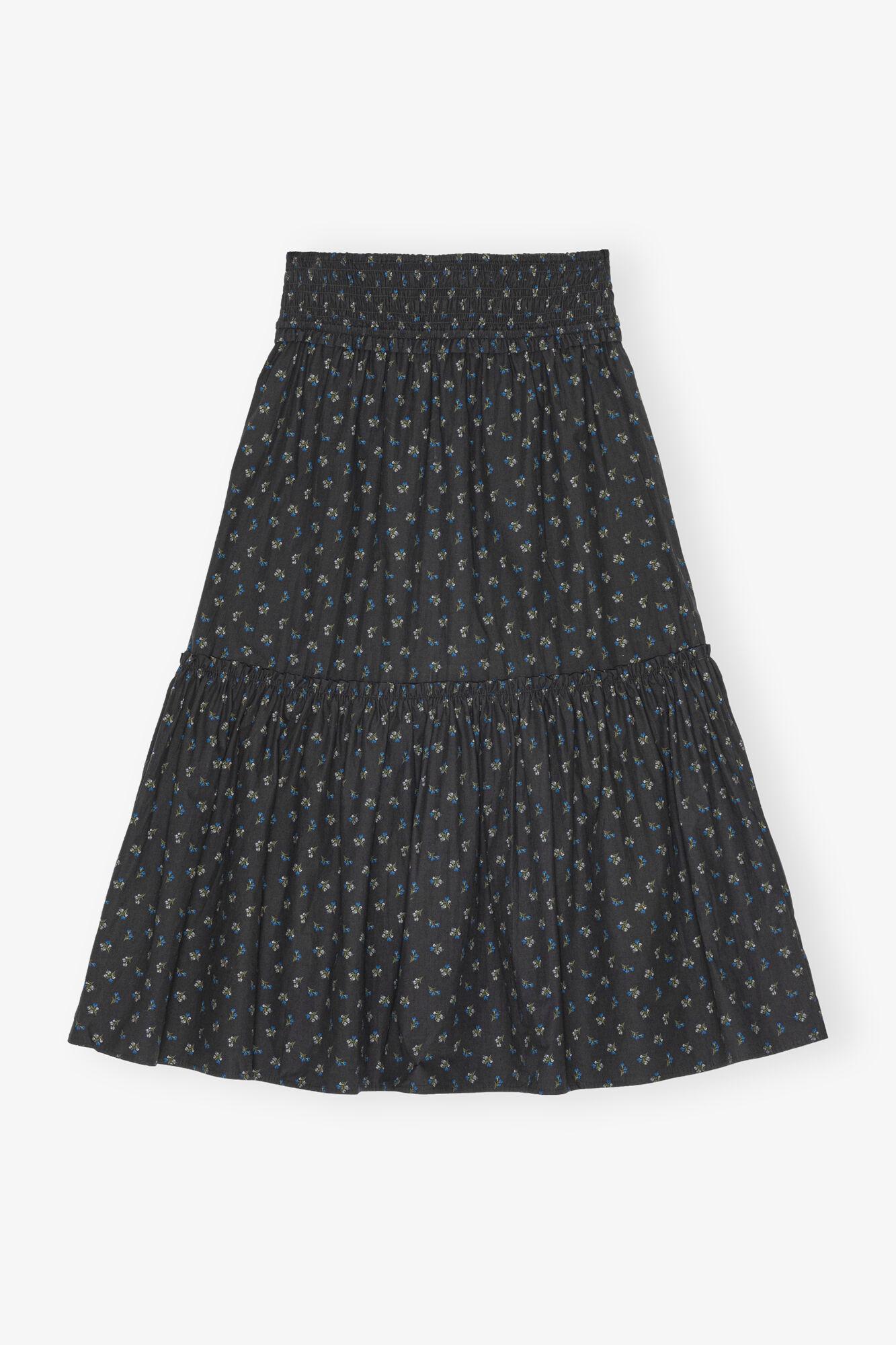 Black Floral Printed Maxi Skirt Product Image