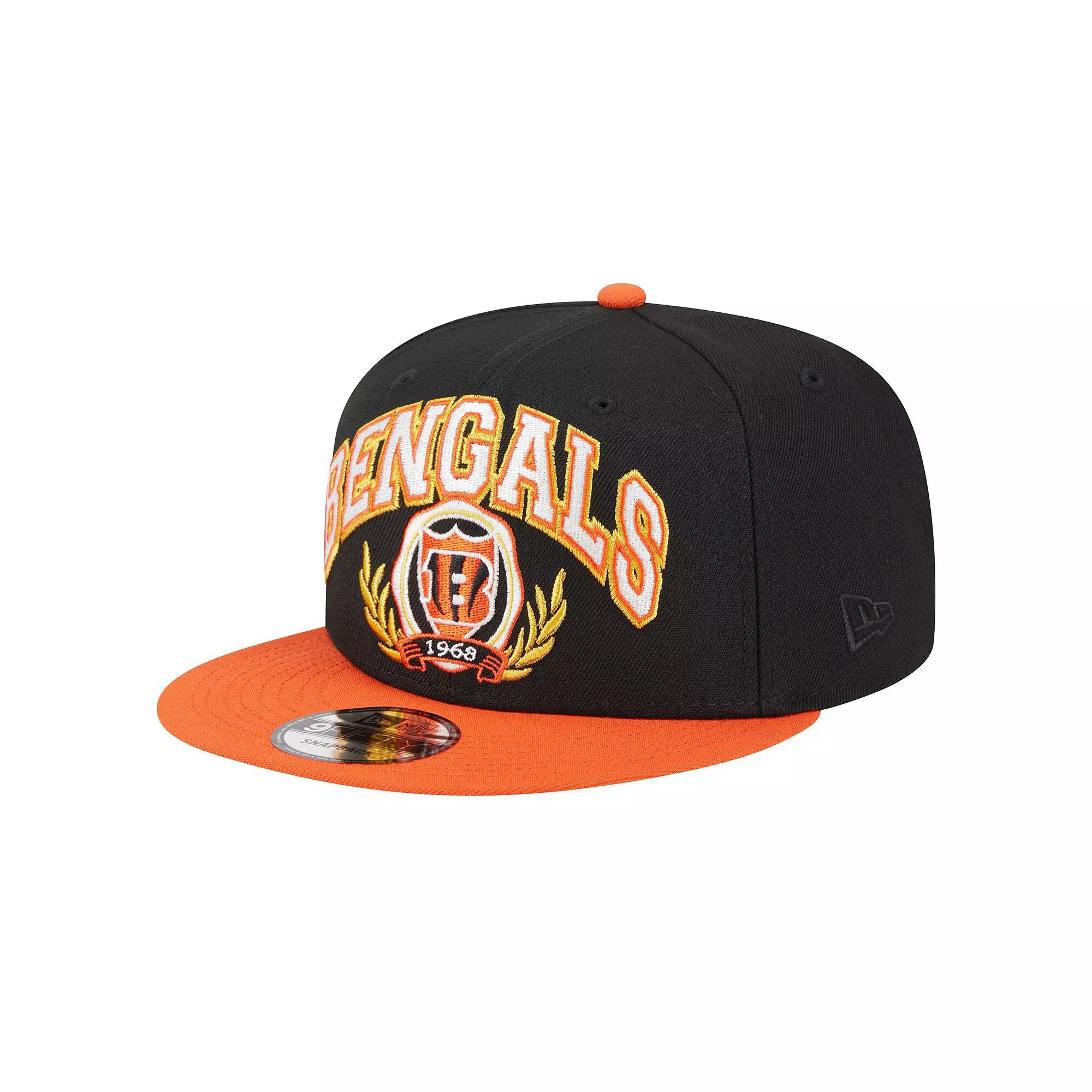 Men's New Era Black/Orange Cincinnati Bengals Team Establish 9FIFTY Snapback Hat Product Image