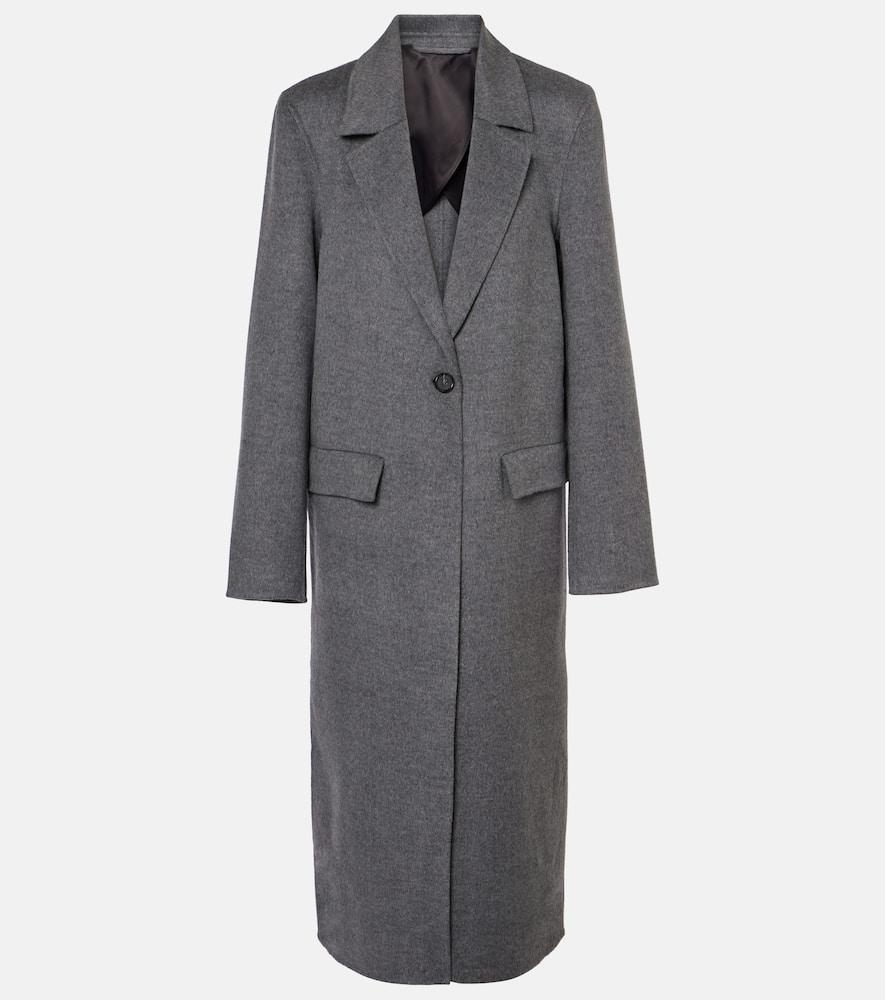 TOTÊME Toteme One-button Double Face Wool Long Coat In Mid Grey Melange Product Image