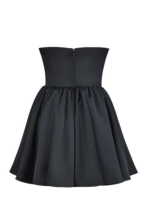 Jadore  black lace and satin strapless mini dress Product Image