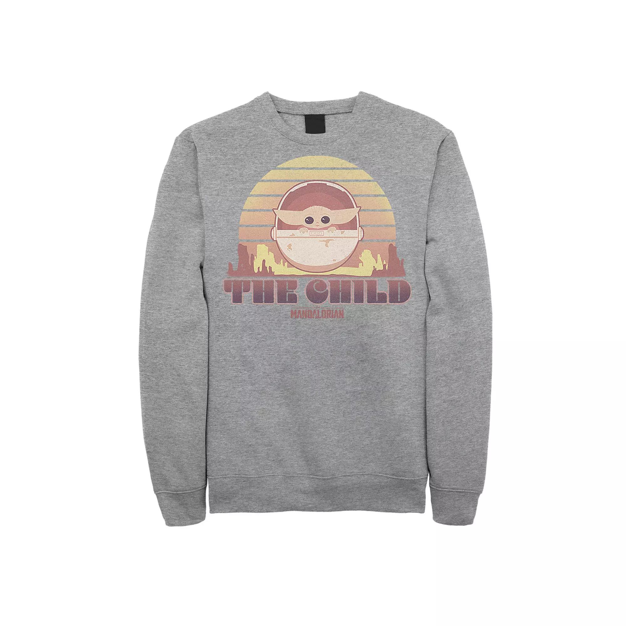 Men's Star Wars The Mandalorian The Child Retro Line Portrait Sweatshirt,  Product Image