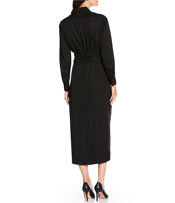 Alex Marie Adriana Long Sleeve Collared Tie Waist Maxi Dress Product Image