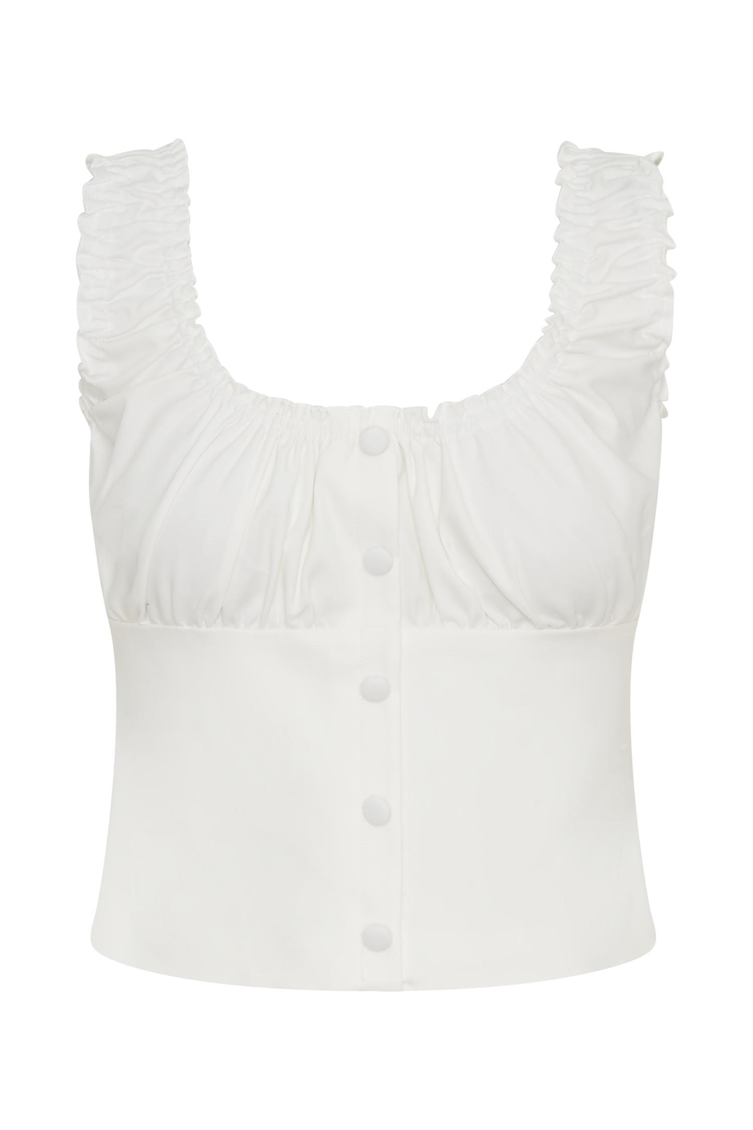 Ines Sleeveless Ruched Top - White Product Image