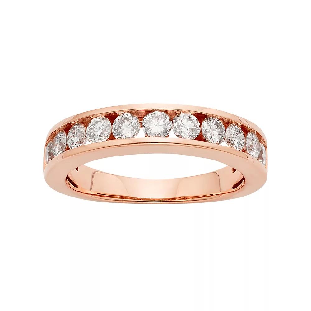 The Regal Collection 14k Rose Gold 1 Carat T.W. IGL Certified Diamond Anniversary Ring, Women's, Size: 7, 14k Pink Product Image