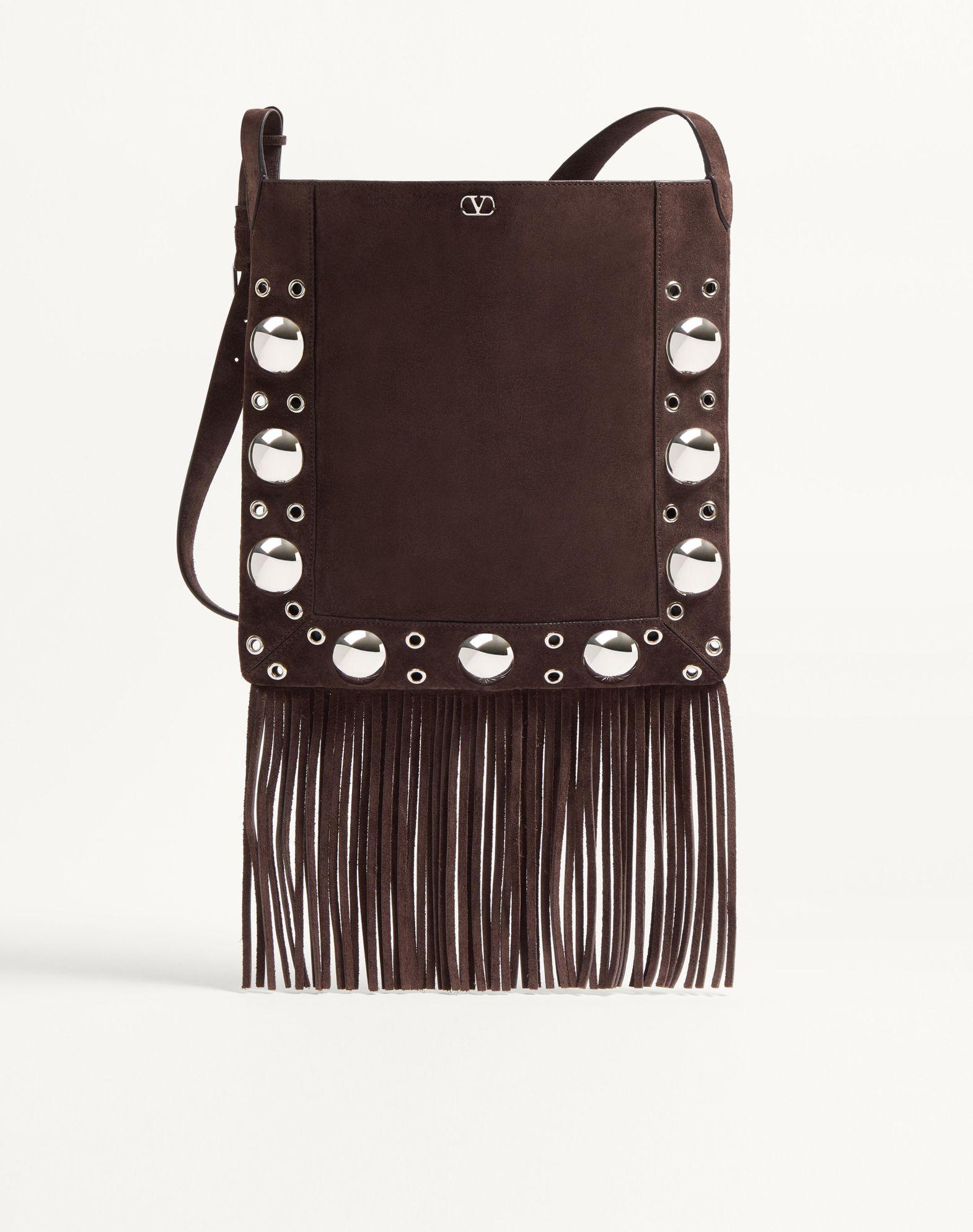 Valentino Garavani Nellcôte Suede Shoulder Bag With Fringes Product Image