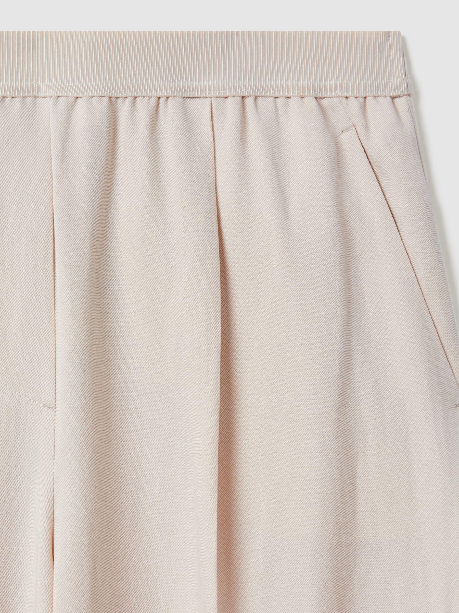 Lyocell-Linen Wide Leg Trousers in Oatmeal Product Image