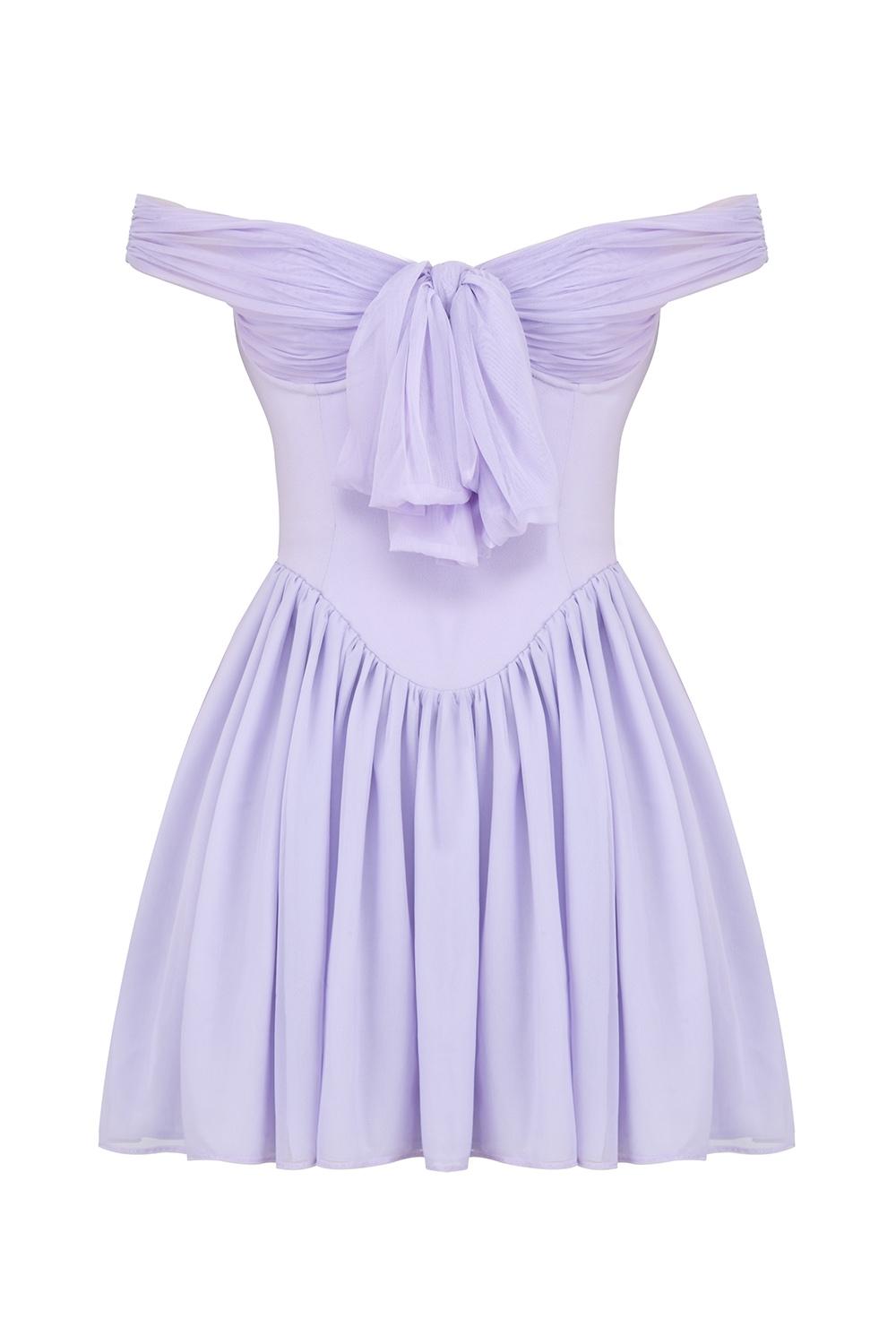 Soleil  orchid off shoulder mini dress Product Image