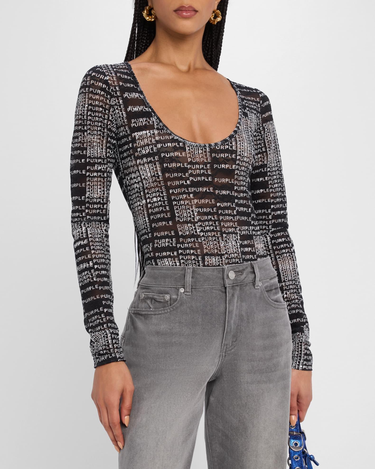 Logo Long-Sleeve Lace Bodysuit  Product Image