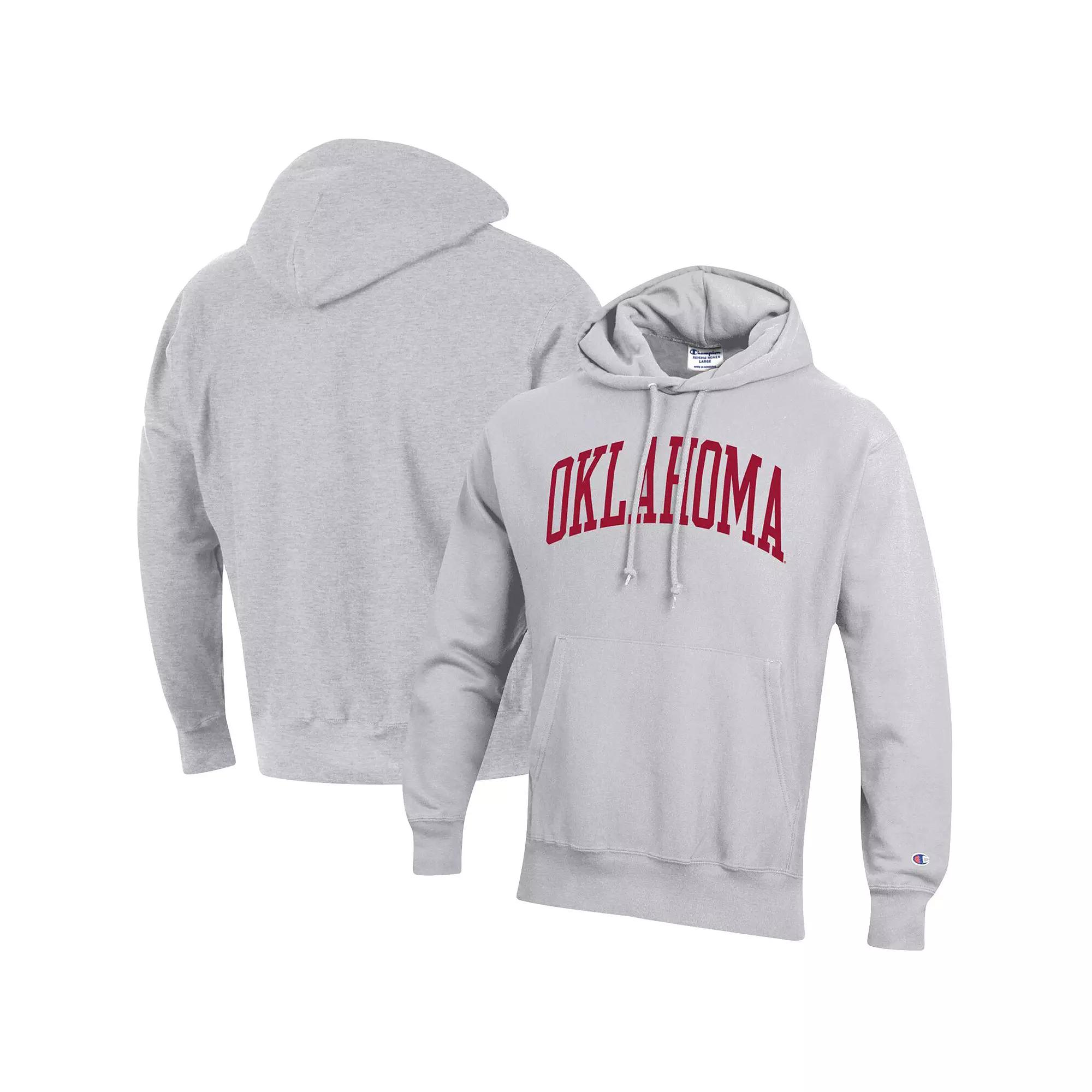 Men's Champion Heathered Gray Oklahoma Sooners Team Arch Reverse Weave Pullover Hoodie,  Product Image
