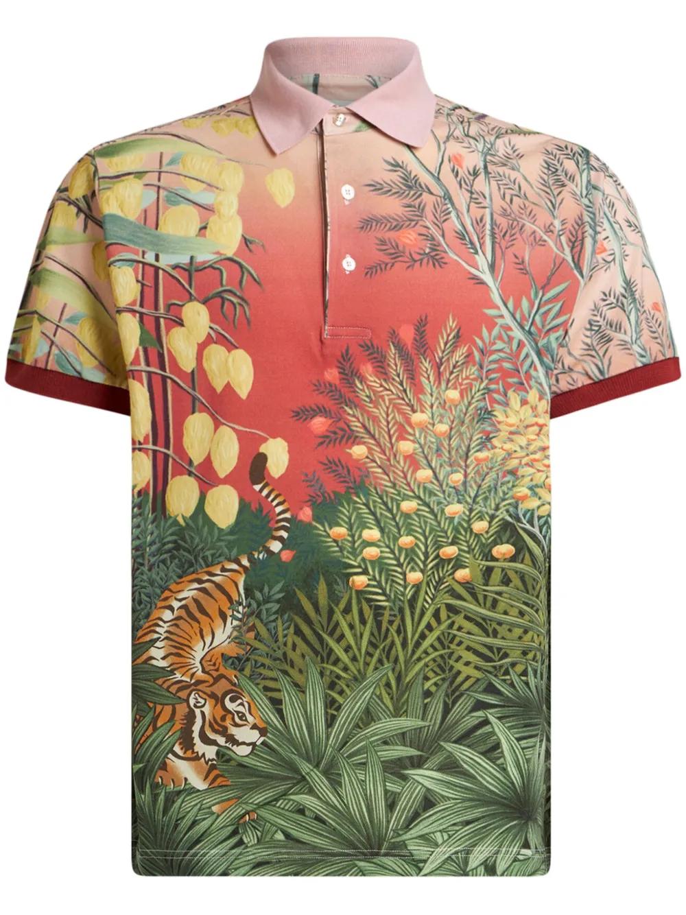 graphic-print ombré polo shirt Product Image