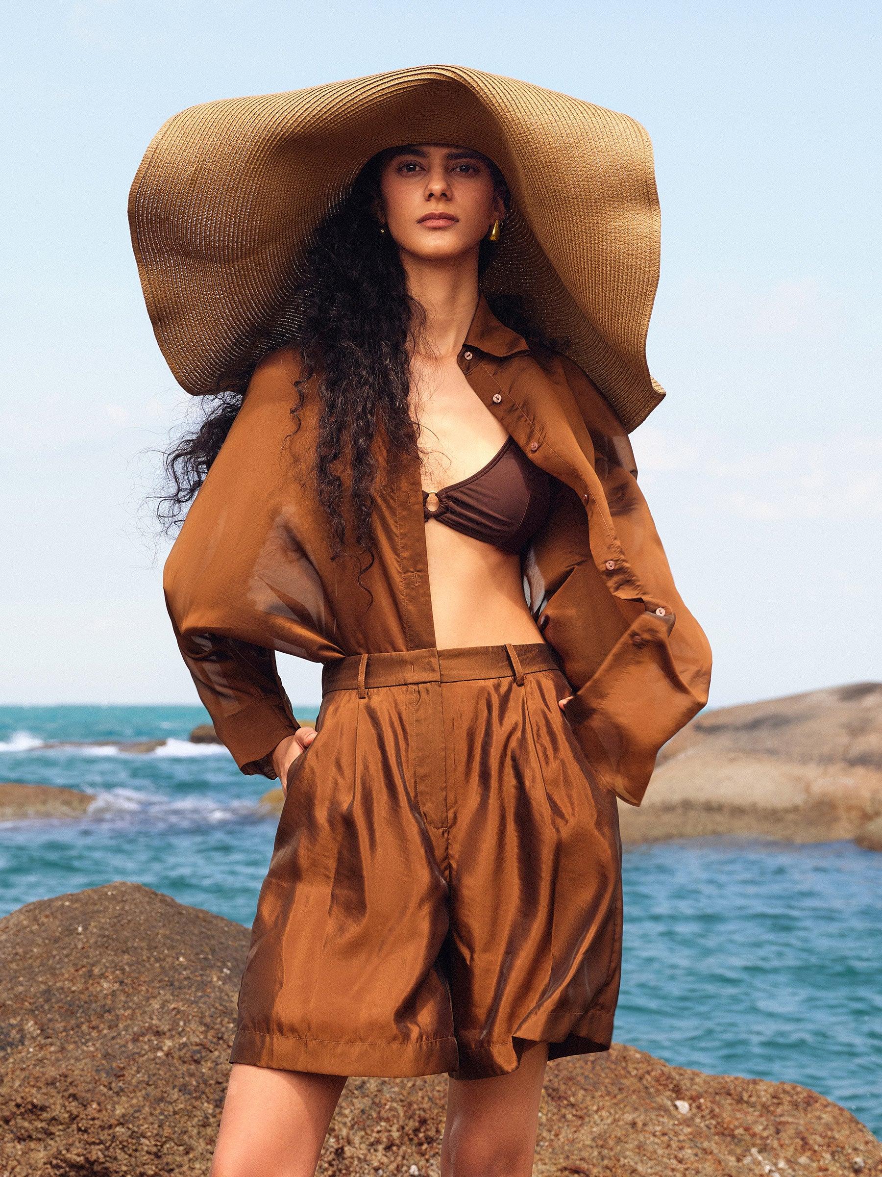 Mulberry Silk Blend Women Batwing Sleeves Oversized Shirt Product Image