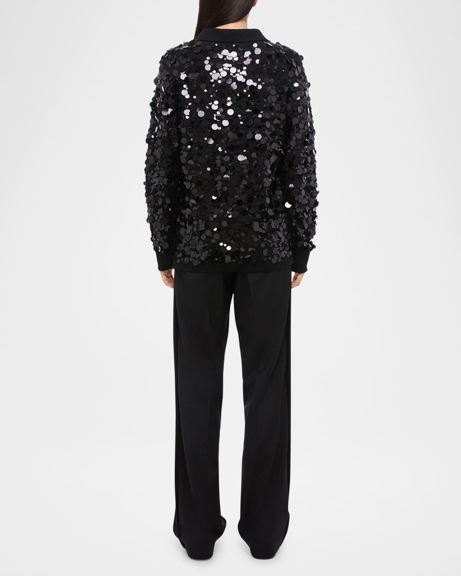 Sequined Polo Sweater Product Image