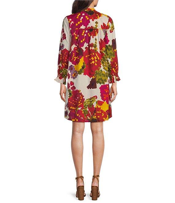 Ro's Garden Talia Kobe Pink 3/4 Sleeve Button Down Short Dress Product Image