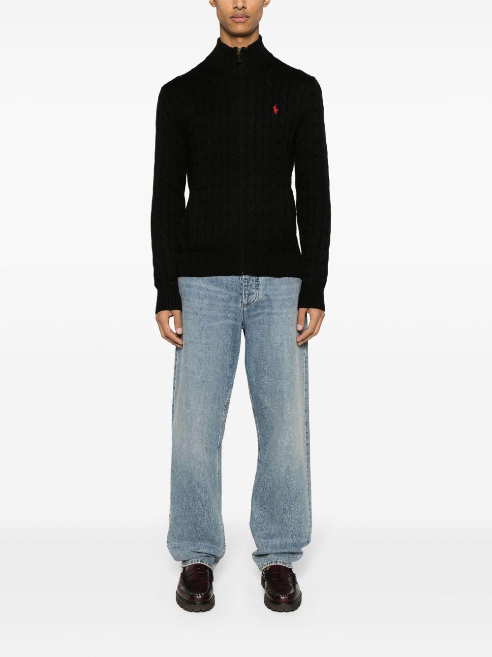 cable-knit cotton zip-up cardigan Product Image