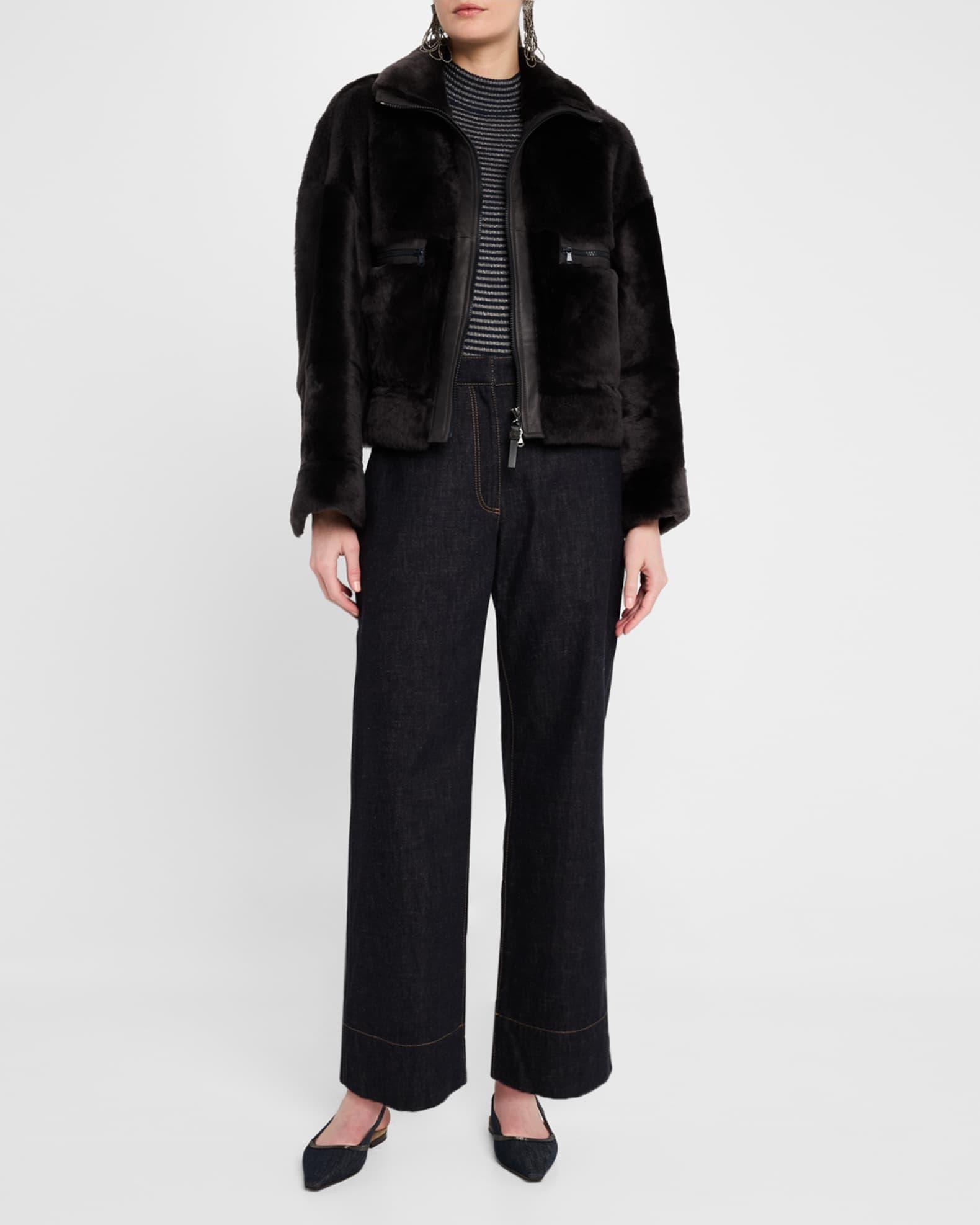 Shimmering Striped Rib Cashmere Mock-Neck Sweater Product Image