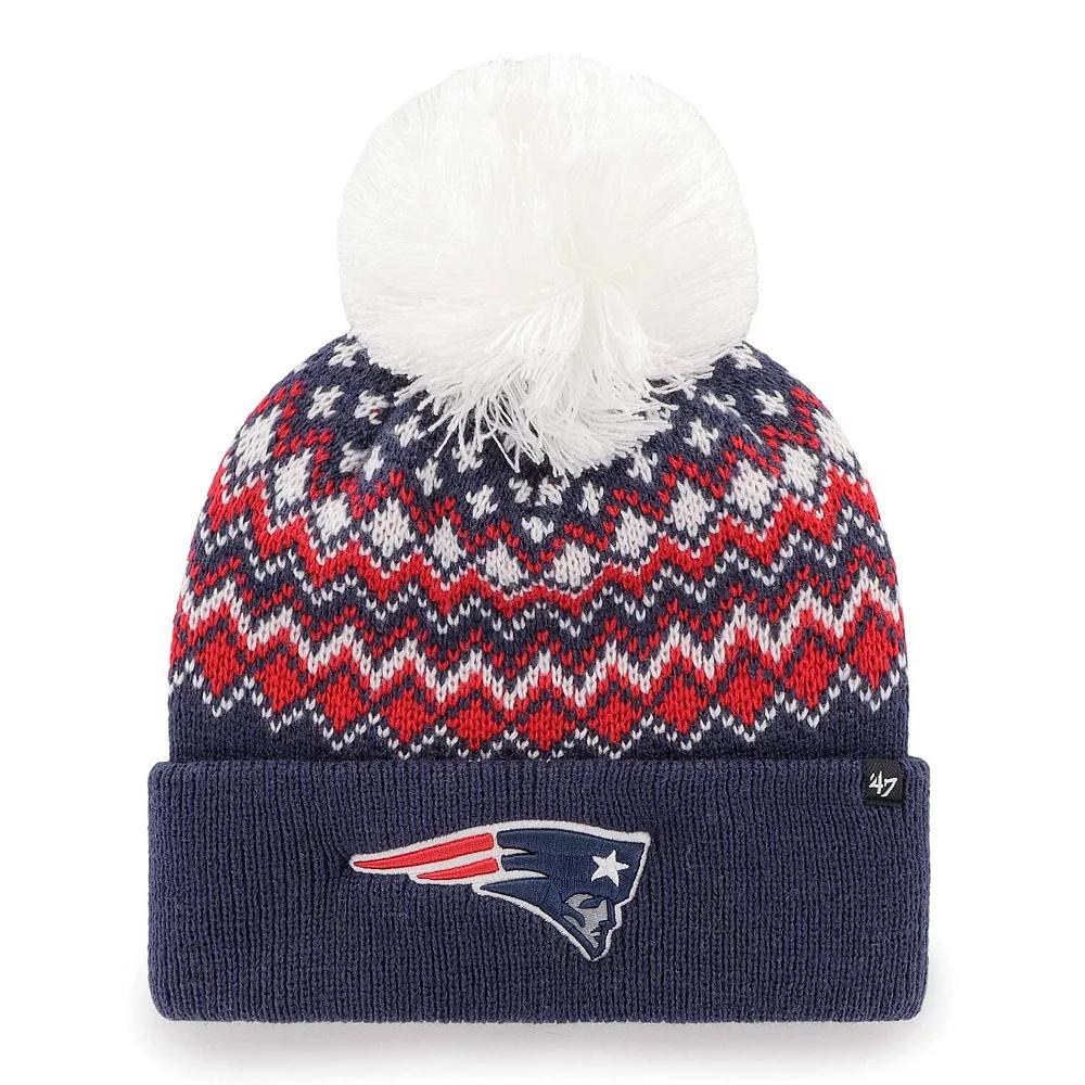 Women's '47 Navy New England Patriots Elsa Cuffed Knit Hat with Pom, Blue Product Image
