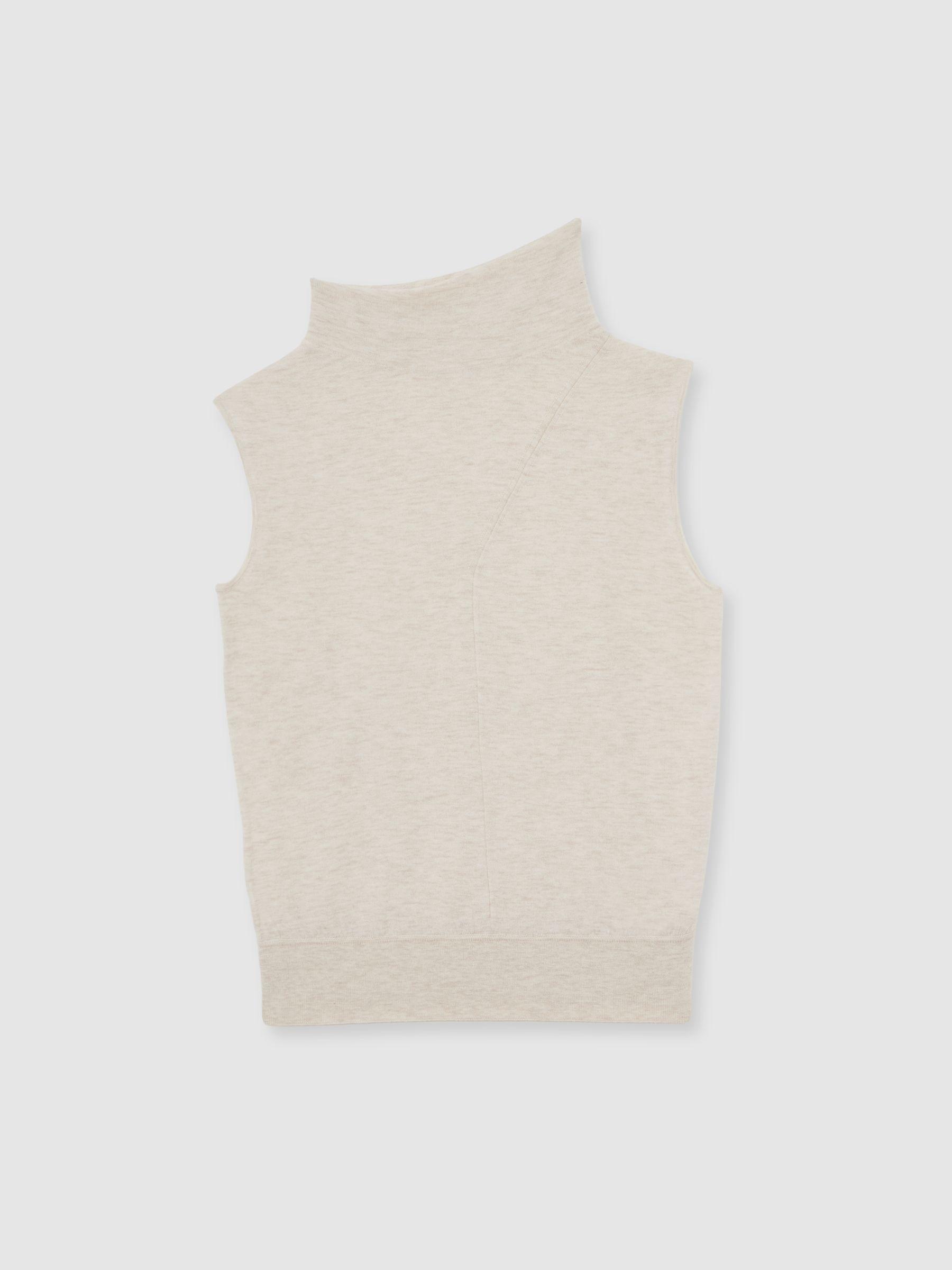 Wool Slouched Sleeveless Top in Stone Neutral Product Image