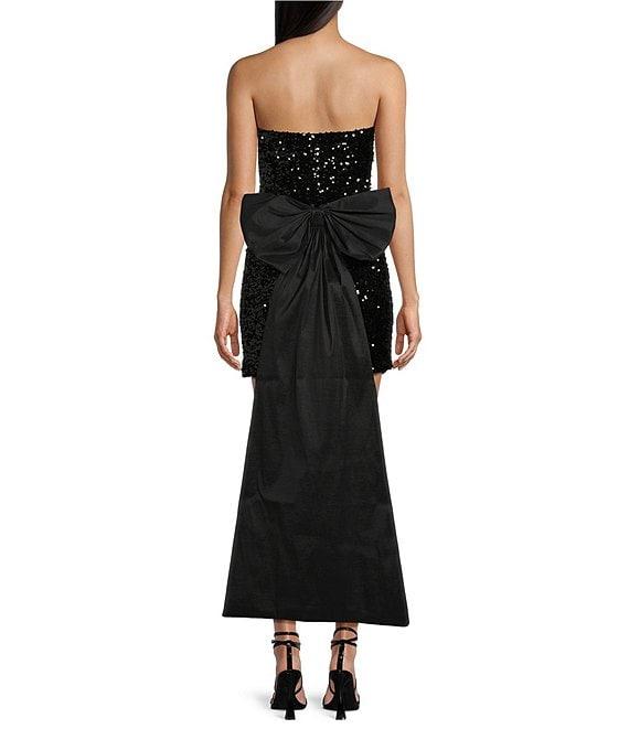 Allison & Kelly Strapless Sequin Back Bow Dress Product Image