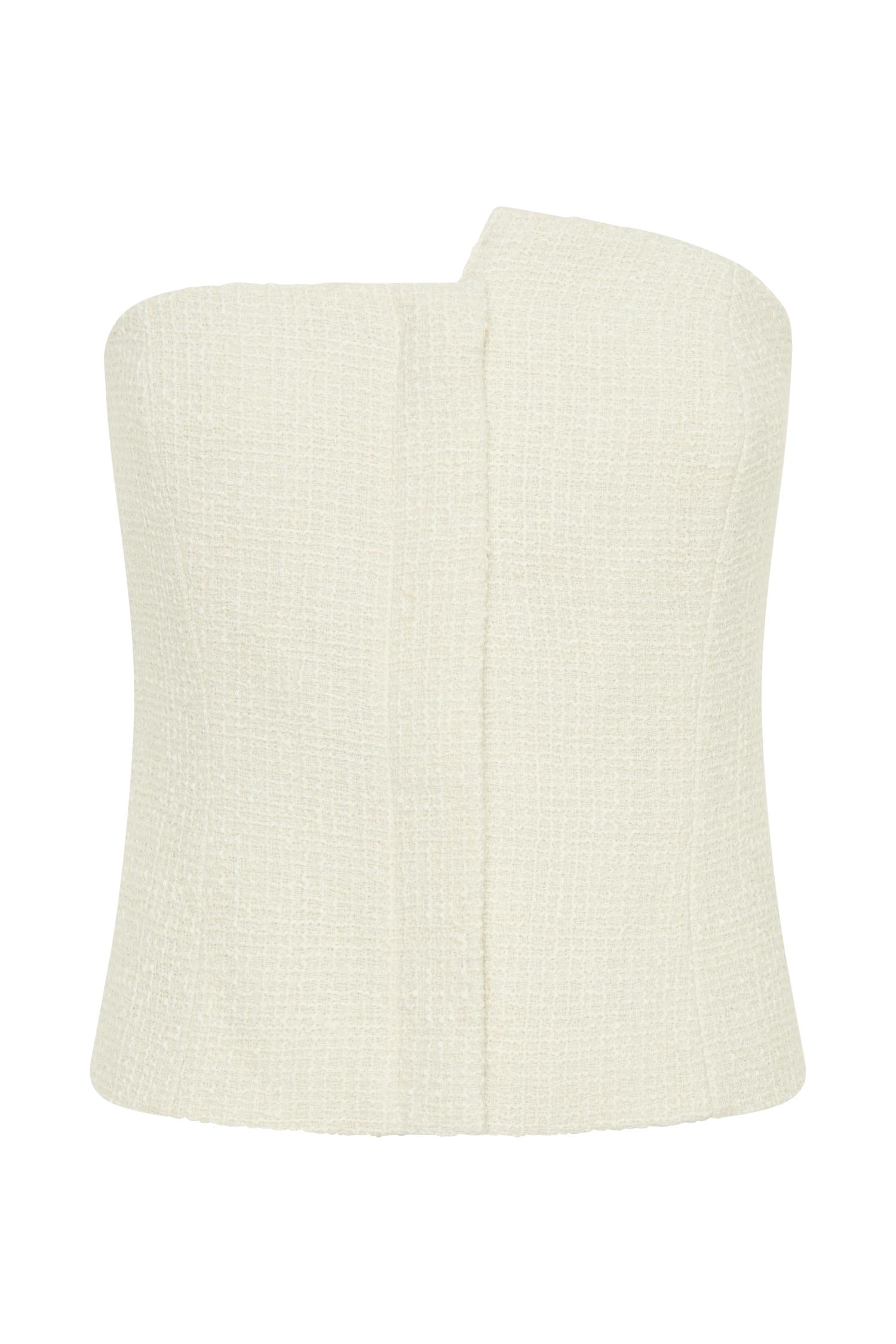 Parker Boucle Strapless Asymmetric Top - Ivory Product Image