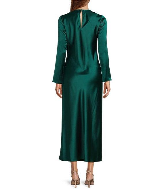 Antonio Melani Asher Satin Crew Neck Long Sleeve Maxi Dress Product Image