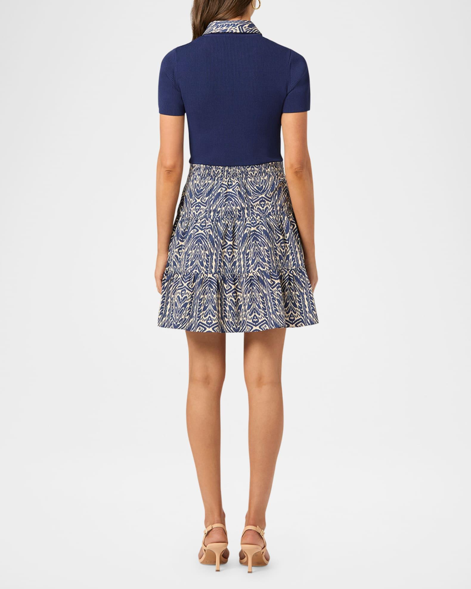 Lena Tiered Mixed Media Mini Dress Product Image